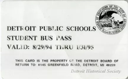 Pass - Detroit Public Schools Student Bus Pass