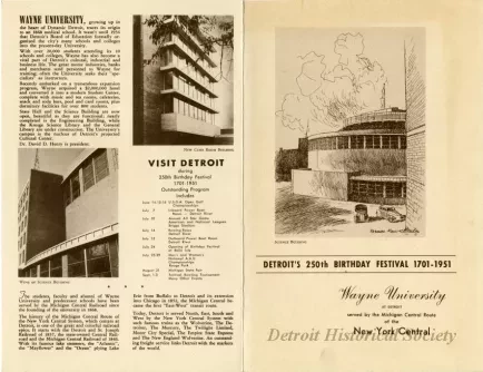 Pamphlet - Detroit's 250th Birthday Festival 1701-1951
