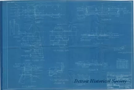 Blueprint - Detroit Boat Yard -
Modification of Existing Facilities;
Plan, Elevation, Sections and Details