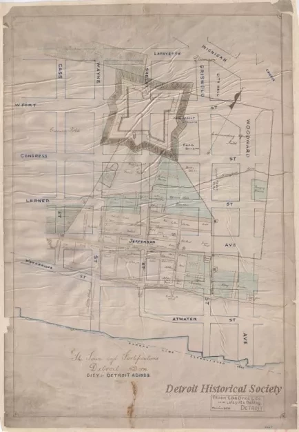 Map - The Town and Fortifications of Detroit A.D. 1796,
City of Detroit A.D. 1929