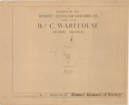 Blueprint - Building of the Detroit & Cleveland Navigation Co.,
Known as the D. & C. Warehouse, Detroit, Michigan