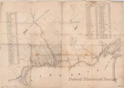 Map - Plan of Private Claims in Michigan Territory 
as Surveyed by Aaron Greeley in 1810