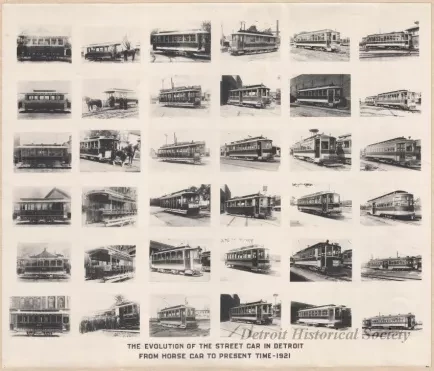 Poster - The Evolution of the Street Car in Detroit 
from Horse Car to Present Time - 1921