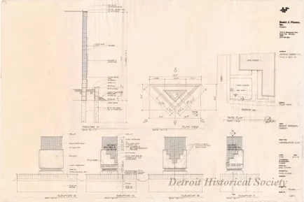 Drawing, Architectural - Detroit Historical Museum,
Pilon [Pylon] Sign, Construction Plan