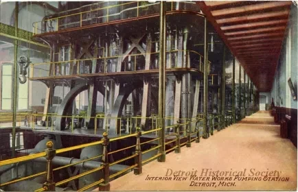 Postcard - Interior View Water Works Pumping Station, Detroit, Mich.
