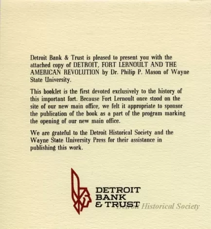 Booklet - Detroit, Fort Lernoult, and the American Revolution