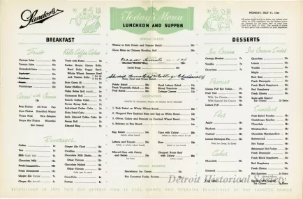 Menu - The Sanders Menu, Vol. 1, No. 8