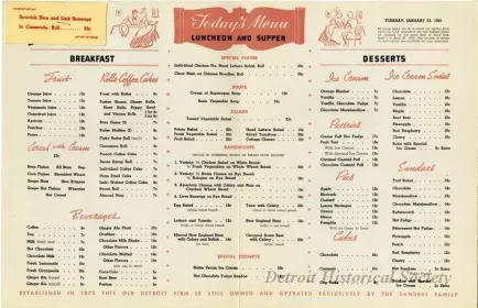 Menu - The Sanders Menu, Vol. 2, No. 1