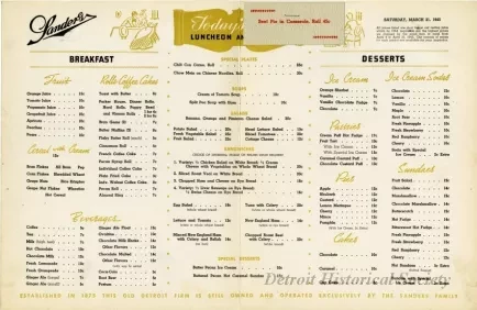 Menu - The Sanders Menu, Vol. 2, No. 7