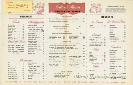 Menu - The Sanders Menu, Vol. 3, No. 4