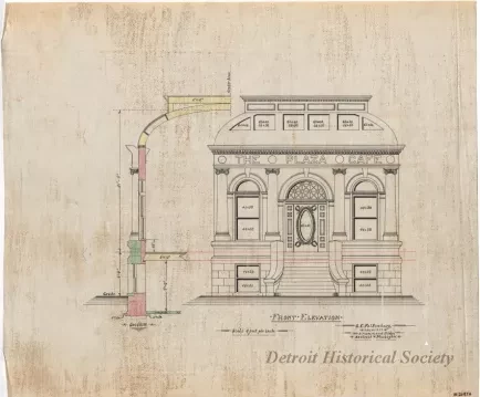 Drawing, Architectural - The Plaza Cafe -
Front Elevation
