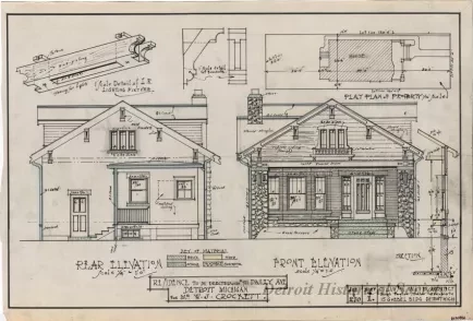 Drawing, Architectural - Residence to be Erected on Lot #721 Dailey Ave., Detroit, Michigan, 
for Mr. W. J. Crockett