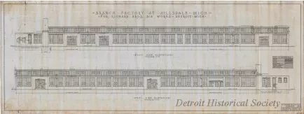 Drawing, Architectural - Branch Factory at Hillsdale, Michigan,
for Richard Bros. Die Works, Detroit, Michigan
