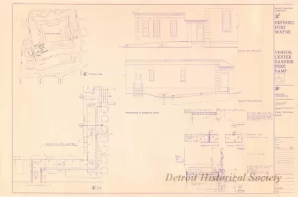 Blueprint - Historic Fort Wayne,
Visitor Center Barrier Free Ramp - 
Plans, Elevations, Details