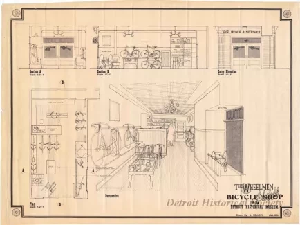 Blueprint - The Wheelmen Bicycle Shop
for the Detroit Historical Museum