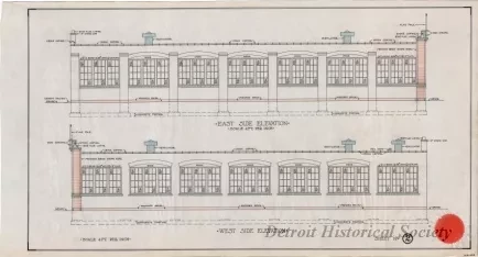 Drawing, Architectural - Factory Building for American Die Works, Detroit, Michigan;
East Side Elevation, West Side Elevation