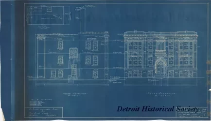 Blueprint - Alley Elevation,
Front Elevation