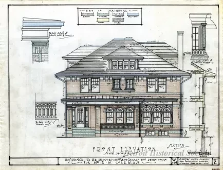 Drawing, Architectural - Residence to be Erected on Lot #346, Chicago Blvd., Detroit , Mich., 
for Mr. E. M. Coleman