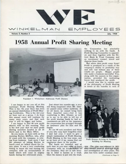 Newsletter - WE Winkelman Employees, Vol. 3, No. 3
July, 1958