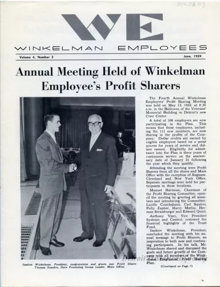 Newsletter - WE Winkelman Employees, Vol. 4, No. 2
June, 1959