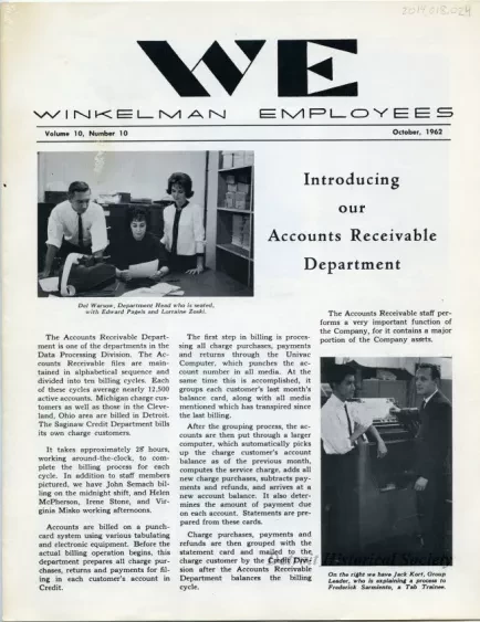 Newsletter - WE Winkelman Employees, vol. 10, no. 10
October, 1962