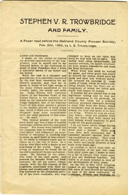 Transcript - Stephen V.R. Trowbridge and Family
