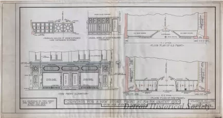 Drawing, Architectural - Drawings for a New Store Front at 704-706 Gratiot Ave. 
for Mr. Joseph Hartman