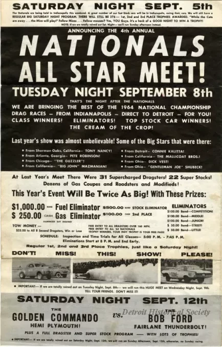 Advertisement - Nationals All Star Meet!
World Championship Drag Races!!