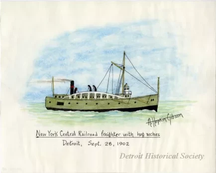 Painting - New York Central Railroad freighter with hog arches, Detroit, Sept. 28, 1902