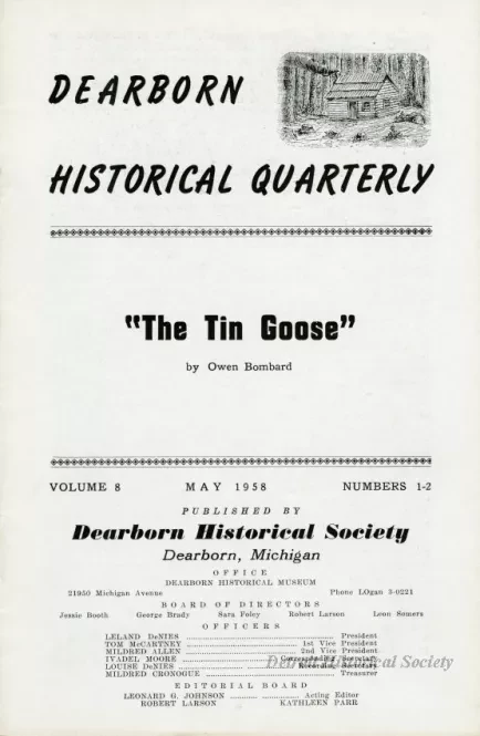 Journal - Dearborn Historical Quarterly, Volume 8, Numbers 1-2