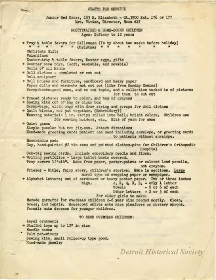 Memorandum - Crafts for Service