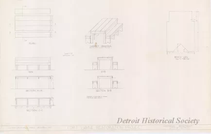 Drawing, Technical - Civil War Mess Hall Table - Building 507,
Fort Wayne Restoration Project