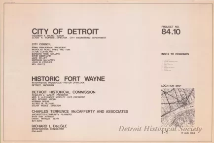 Blueprint - Historic Fort Wayne,
Interpretive Promenade - Visitor Overlook,
Detroit, Michigan.