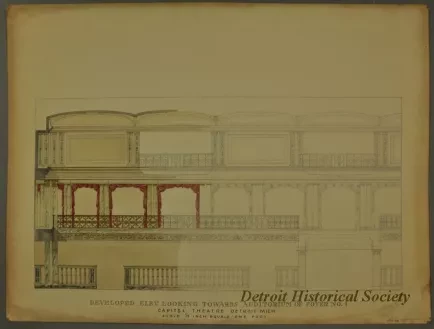Elevation - Developed Elev. Looking Towards Auditorium of Foyer No. 1