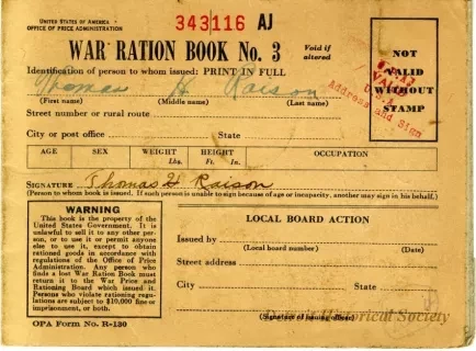 Book, Ration - War Ration Book No. 3
