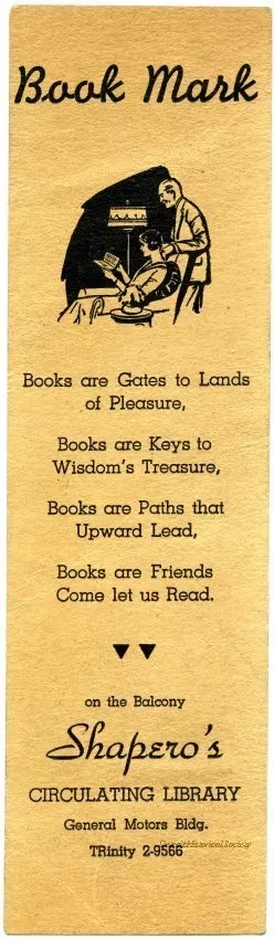 Bookmark - Book Mark,
Shapero's Circulating Library