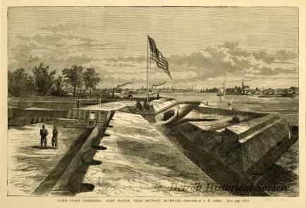 Print - Lake Coast Defences. Fort Wayne, Near Detroit, Michigan