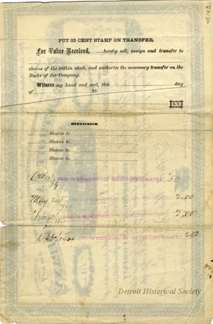 Certificate, Stock