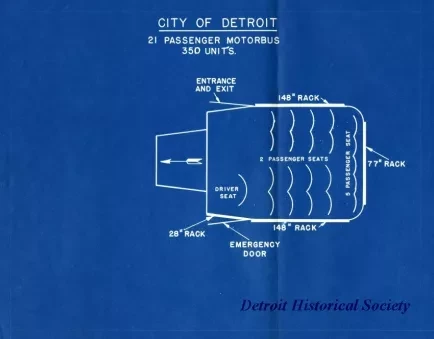 Blueprint - City of Detroit 21 Passenger Motorbus, 350 Units