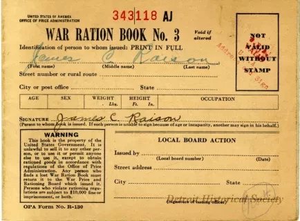 Book, Ration - War Ration Book No. 3