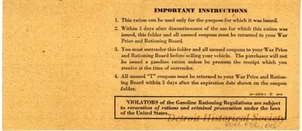 Book, Ration - Mileage Ration Identification Folder