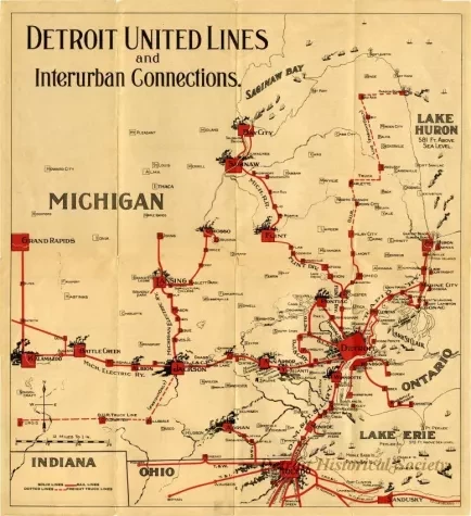 Map - The Trolley Way Into and Out of Detroit