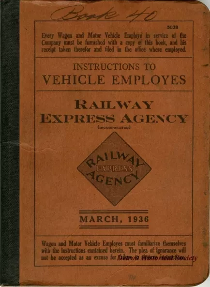 Manual, Employee - Railway Express Agency, March, 1936, Instructions to Vehicle Employes.