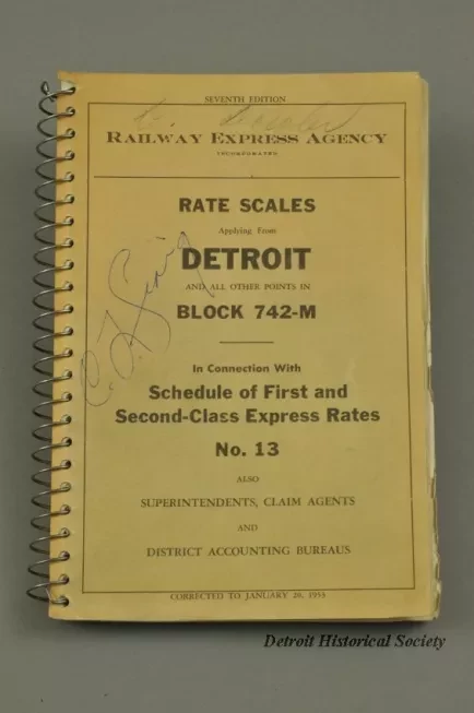 Directory - Railway Express Agency Rate Scales Applying From Detroit and All Other Points in Block 742-M In Connection with Schedule of First and Second-Class Express Rates No. 13 Also Superintendents, Claim Agents and District Accounting Bureaus, 7th Edi