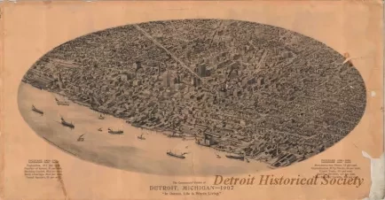 Print - The Commercial Center of Detroit, Michigan - 1907