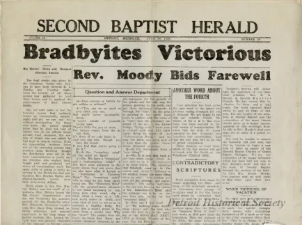 Newspaper - Second Baptist Herald, Vol. 12, No. 20, June 30, 1929