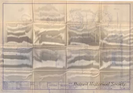 Blueprint - Water Tower - Plan and Sectional Elevations of Water Tower from Field Measurements.  Built in 1876.  J. E. Sparks, Architect.  Razed in 1945.