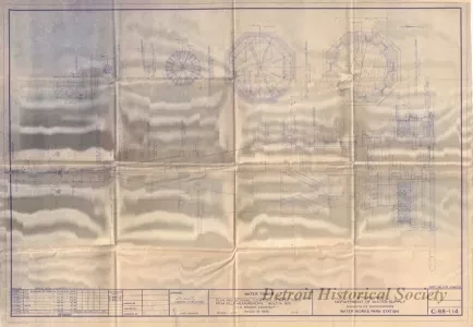 Blueprint - Water Tower - Plan and Sectional Elevations of Water Tower from Field Measurements.  Built in 1876.  J. E. Sparks, Architect.  Razed in 1945.