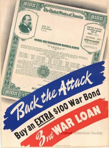 Poster - Back the Attack - Buy an Extra $100 War Bond, 3rd War Loan