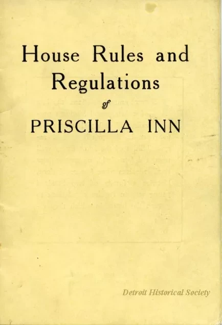 Booklet - House Rules and Regulations of Priscilla Inn